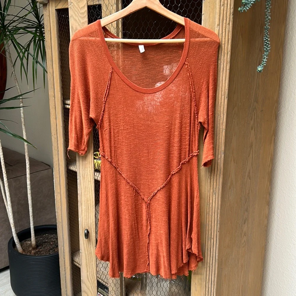 Free People Intimately Weekend Layer Top Tunic in Burnt Orange